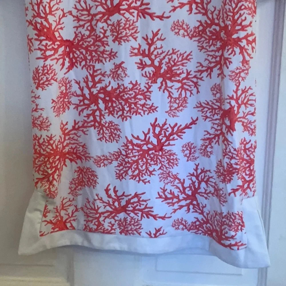 Cabana Life Girls White and Coral Reef Print Swim Coverup in size 12